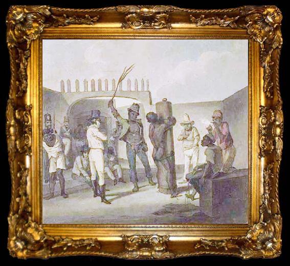 framed  Augustus Earle Punishing negroes at Cathabouco, ta009-2